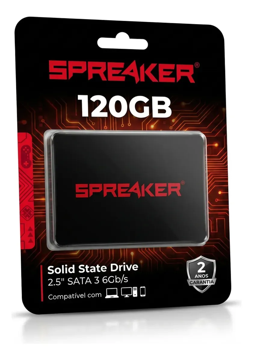 SSD Interno 120GB 2,5 Sata3 6gb/s Preto - Spreaker Gamer