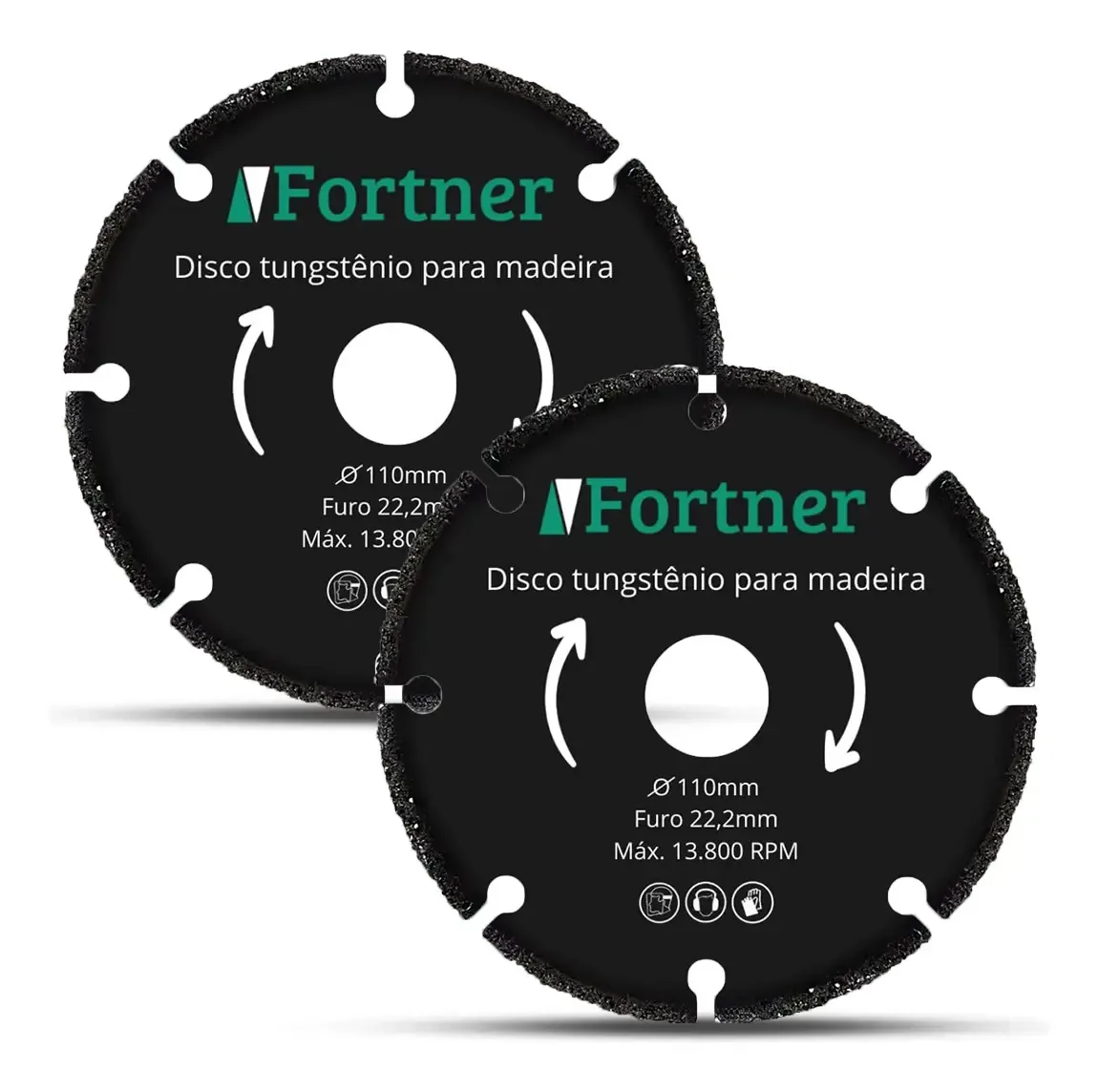 Disco de Corte Carboneto de Tungstênio para Madeira 110mm Fortner – Kit com 2