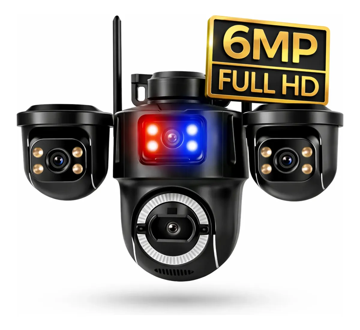 Câmera Wifi Ip66 Full Hd 3lens Icsee Com Áudio E Detecção. Preta