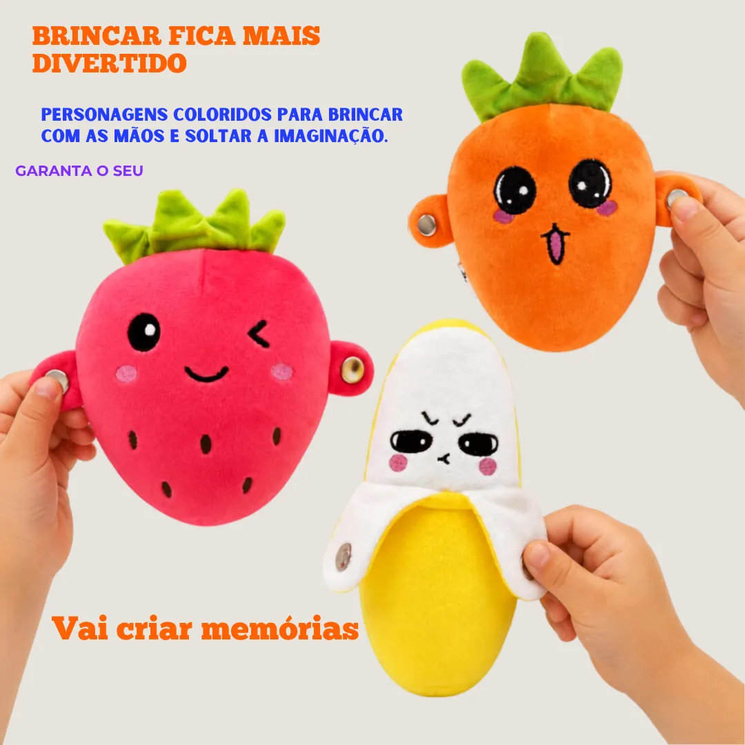 Brinquedo Pelúcia Frutas com Sensor Musical Toque Interativo