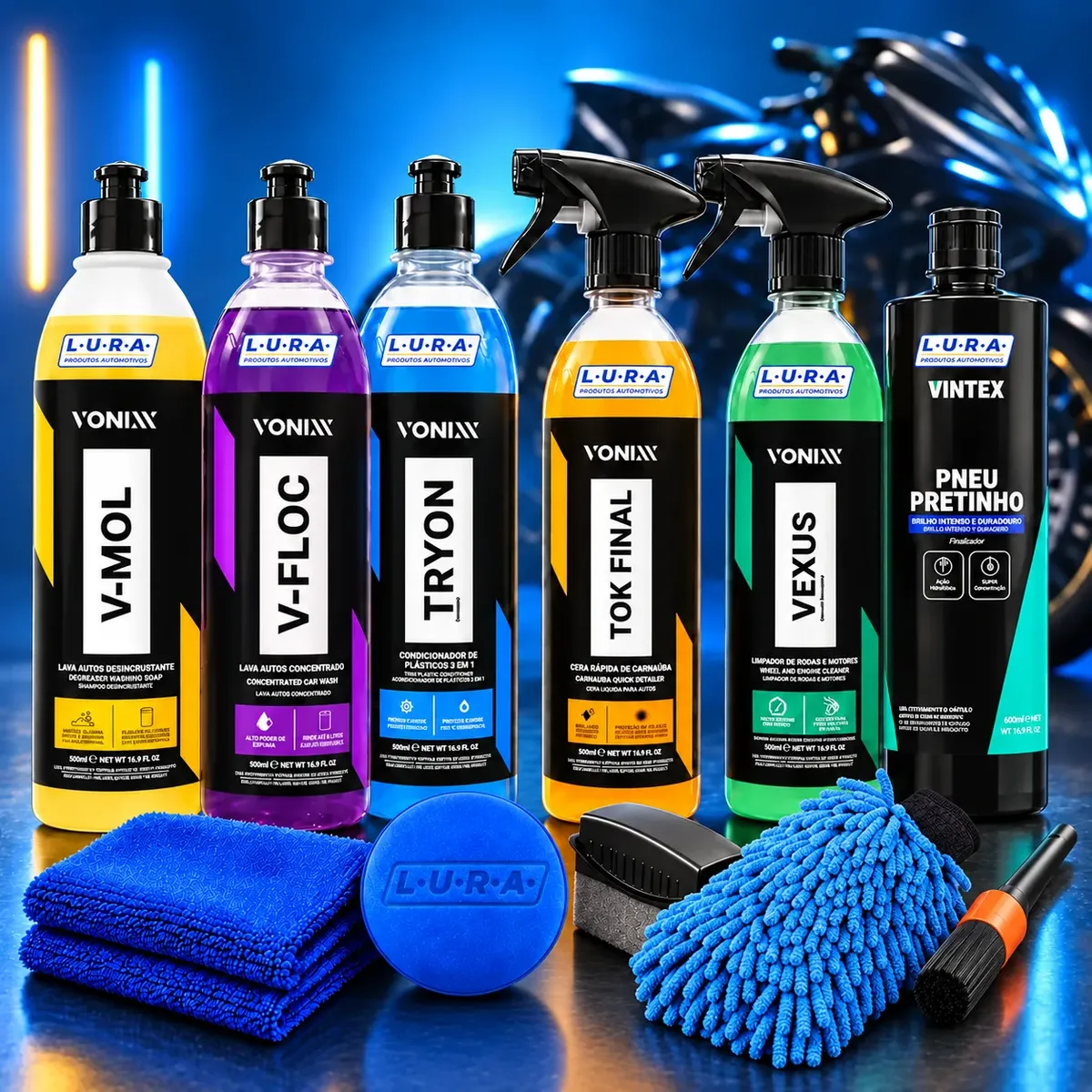 Kit Lavagem Moto Trilha Big Trail Esportiva Naked Vonixx - 11ítens. Mais vantagem na compra do Kit