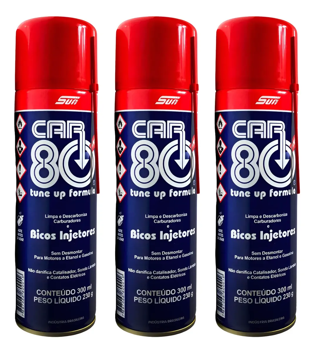 Kit 3 unidades Descarbonizante Car80. O melhor Limpa Bico, Carburadores. 300ml
