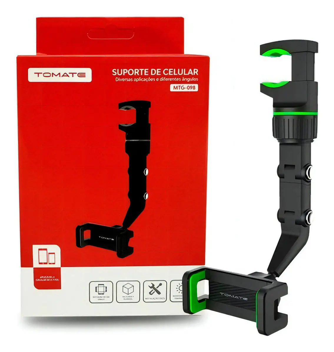 Suporte Celular Smartphone Retrovisor Extensível Giro 360