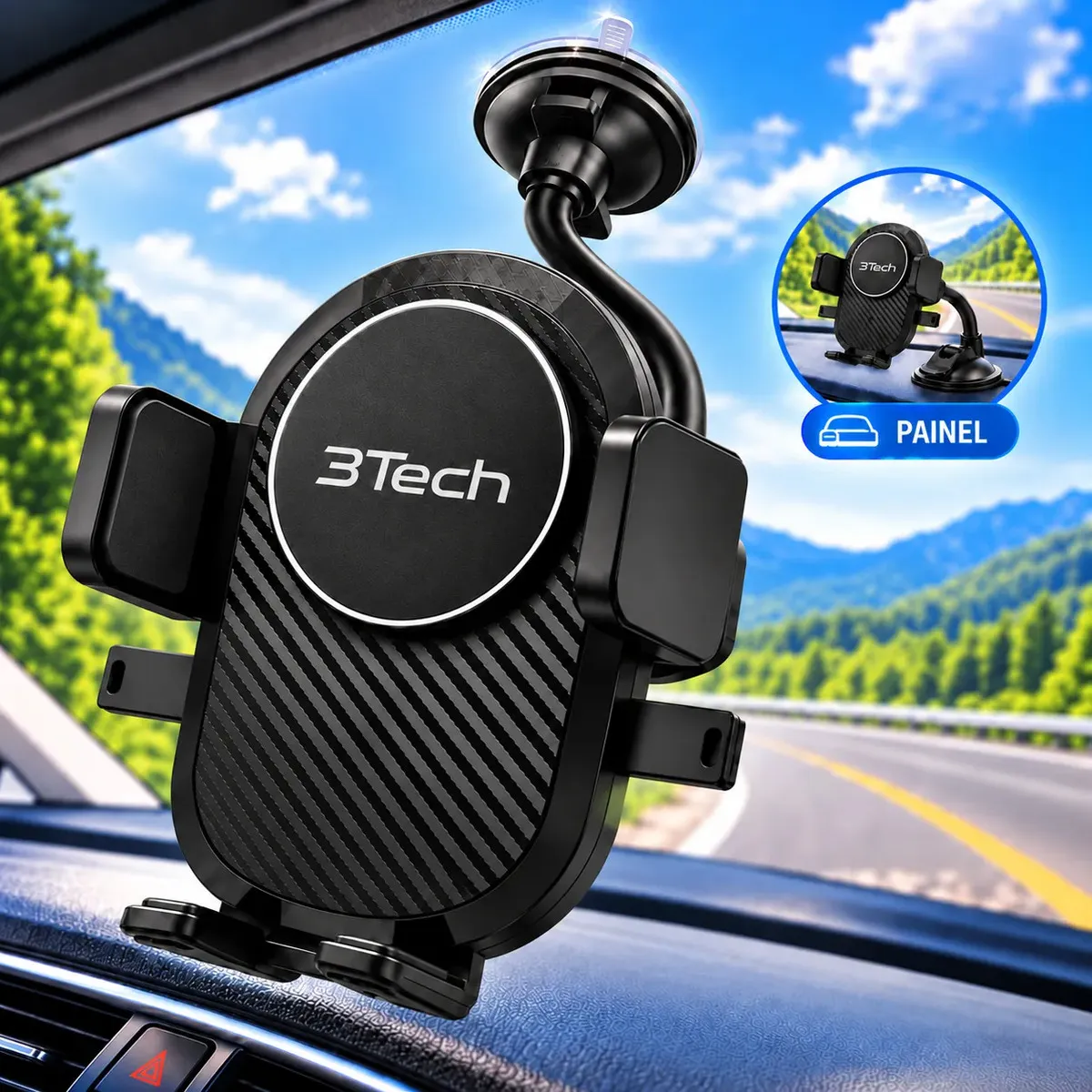 Suporte Veicular B-Max para Painel e Para-brisa com Ventosa 360°