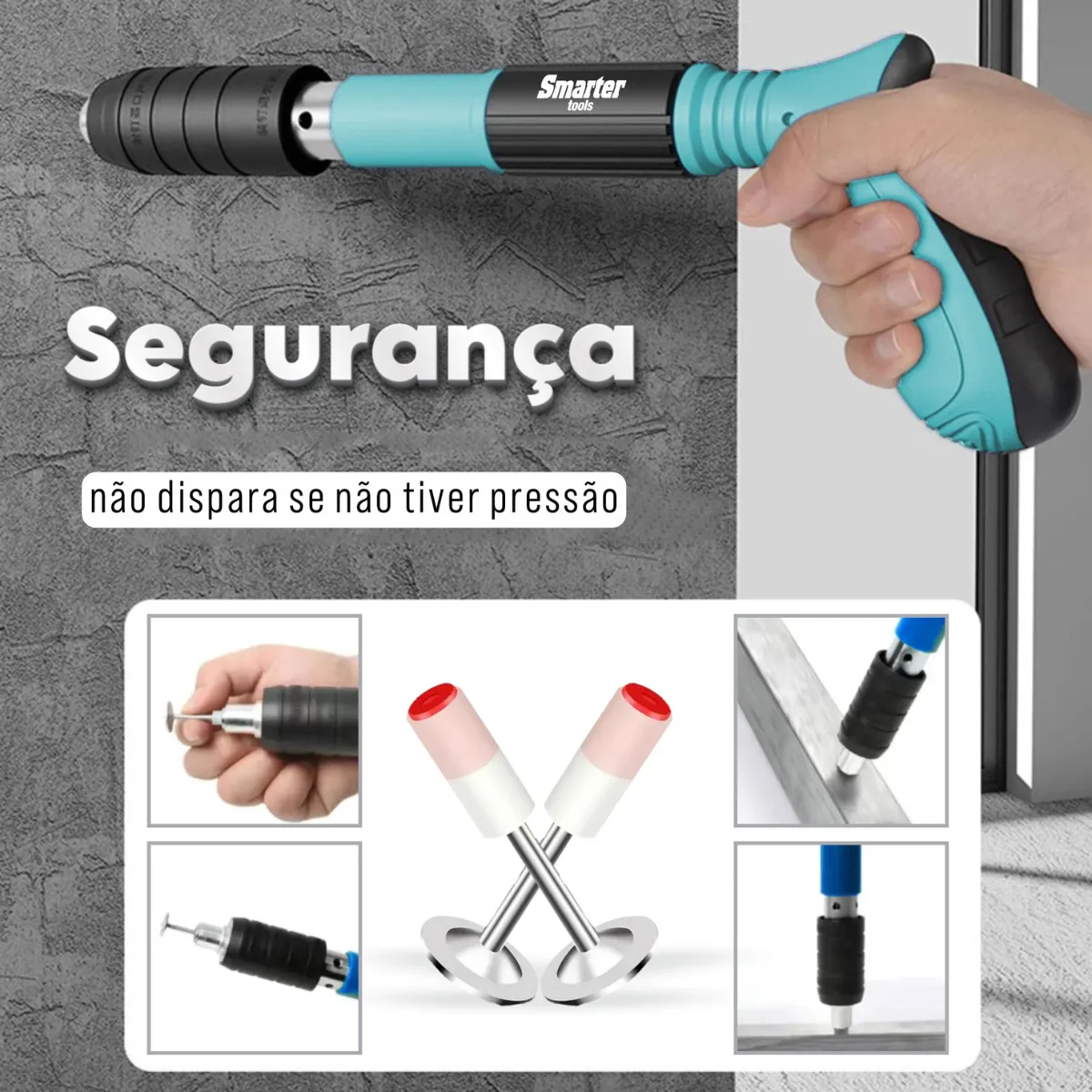 Pistola Fixação Finca Pino Ação Direta Pregos Epi Maleta Pinador Pregador Grampeador Rebitador De Prego Pressão Manual