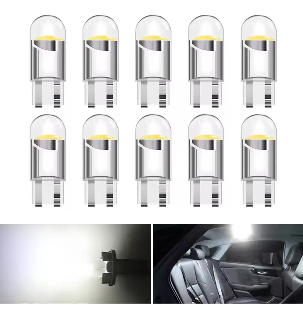 Kit 10 Lâmpada Led Pingo T10 9mm 23mm 0,36w Carro W5w 6000k