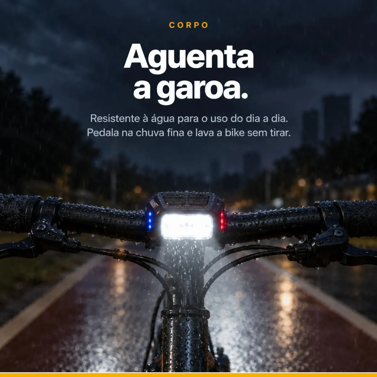 Farol de Bike LED Recarregavel USB C Dianteiro 5W 2 LEDs Luz Vermelha e Azul Nexcom