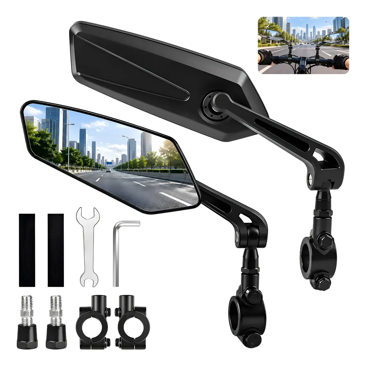 Pacote De 2 Espelhos Para Bicicleta, Scooter, Motocicleta