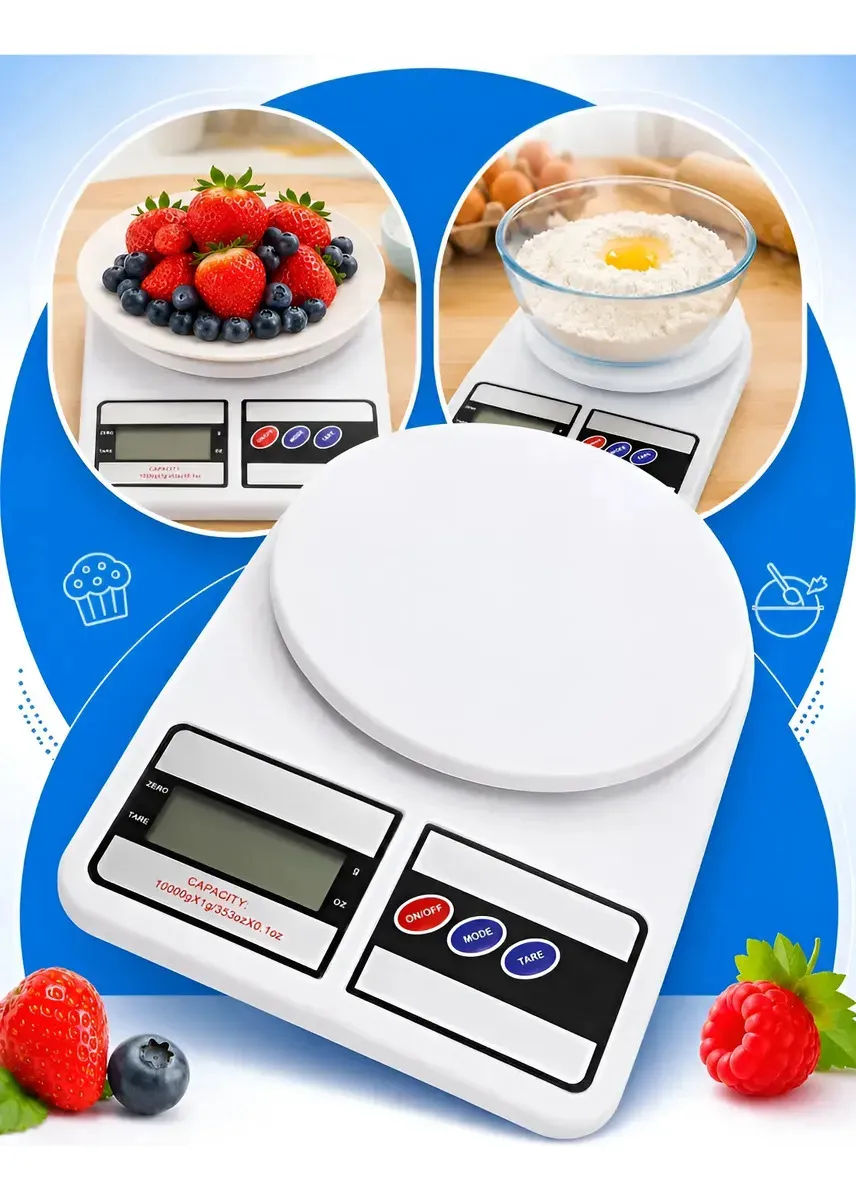 Balança De Cozinha 10kg Alimentos Alta Precisão Digital Lcd Branco 10 Kg