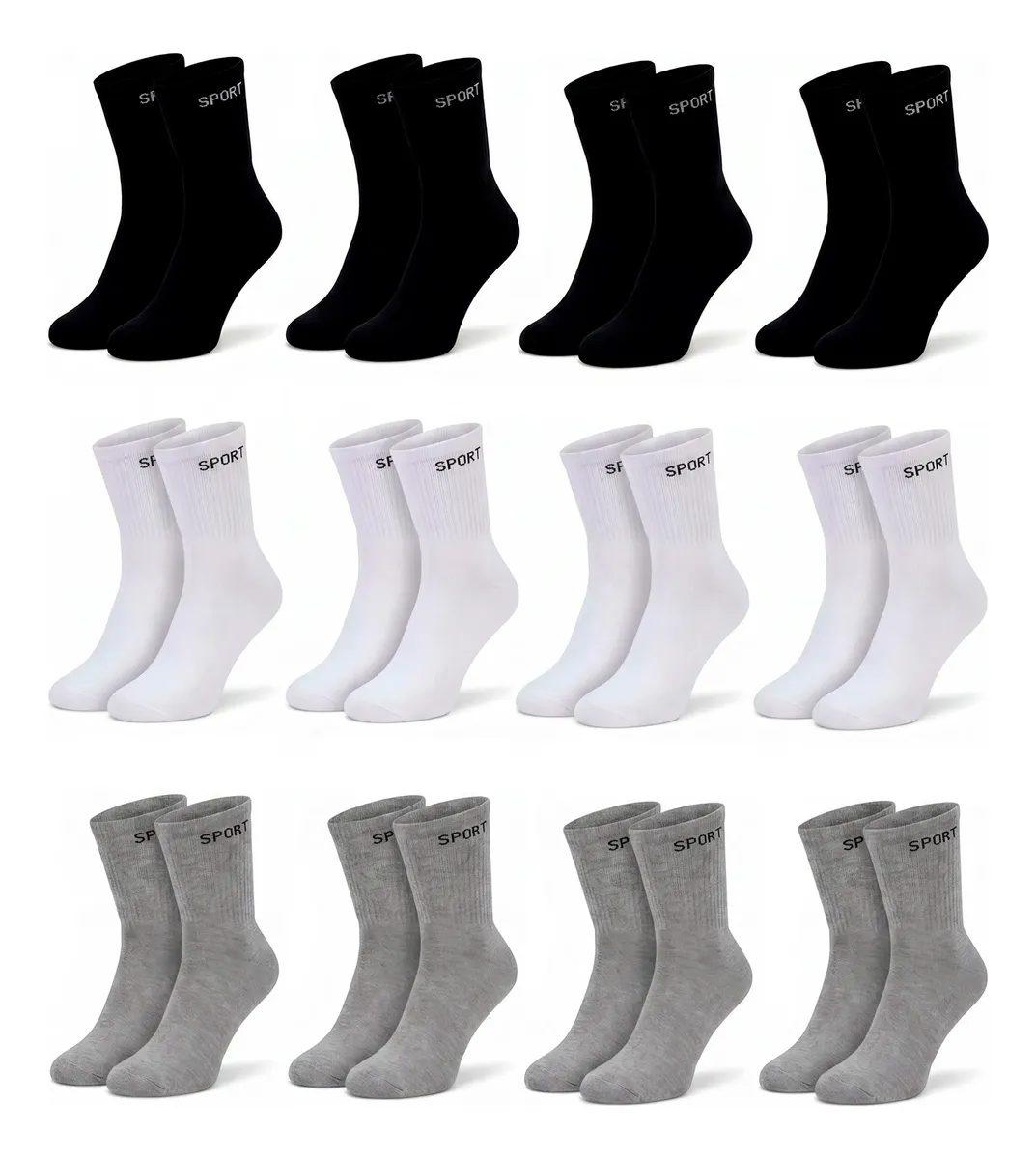 12 Pares Meias Masculina Cano Alto Grossa Algodão Oferta!