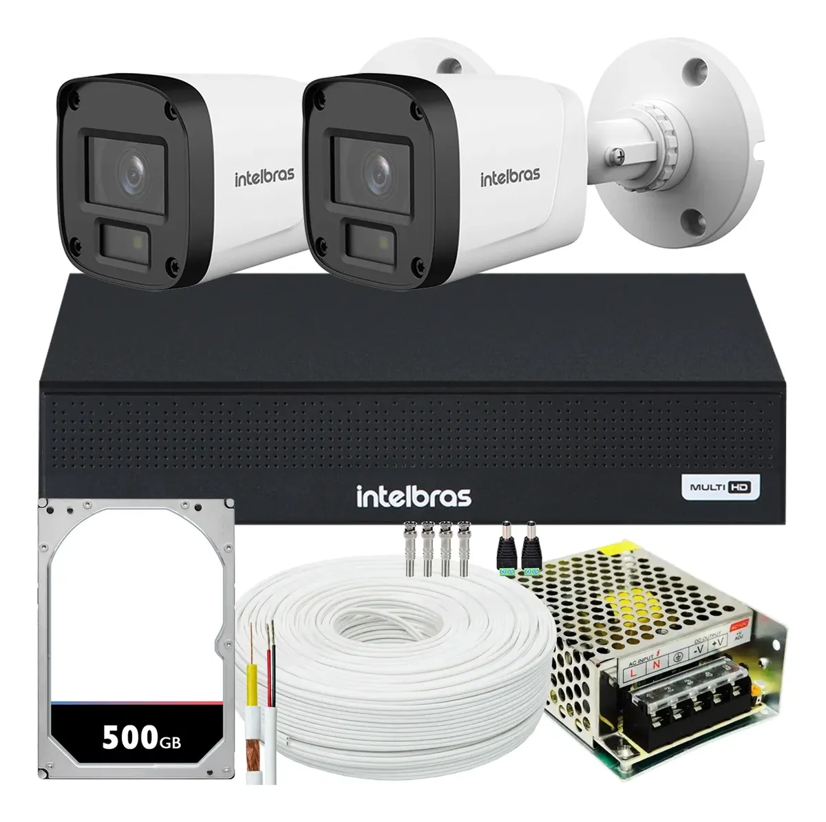 Kit Cftv 2 Cameras Full Hd Vhl 1220 Dvr Intelbras 1004-c 4x1